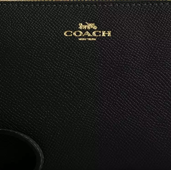 Coach Wristlet Black Zip-Top With Gold Zipper - Picture 3 of 8